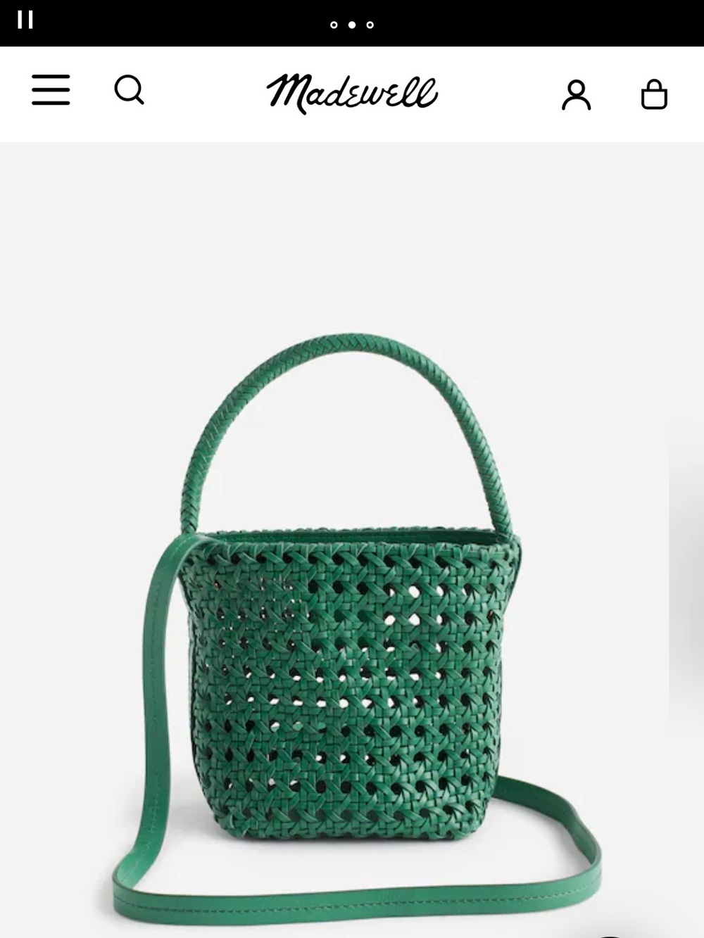 Madewell Emerald Green Woven Bucket Crossbody Brande New! - Picture 1 of 2